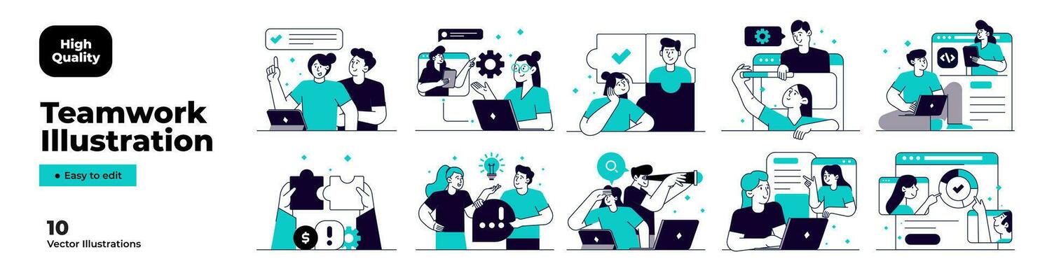 Teamwork illustration set