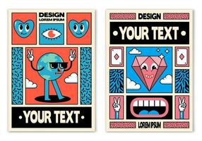 Two colorful posters with text and images vector