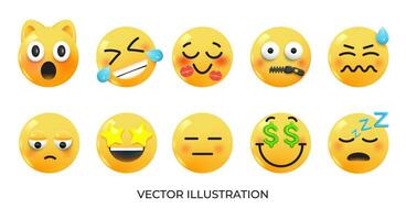 un conjunto de emociones con diferente expresiones vector