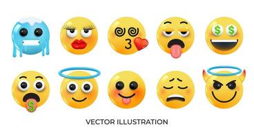 un conjunto de emociones con diferente expresiones vector