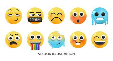 un conjunto de emociones con diferente expresiones vector