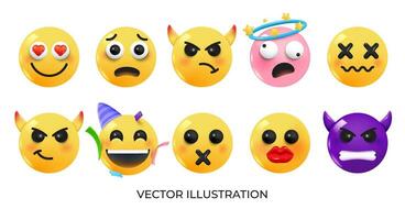 un conjunto de emociones con diferente expresiones vector