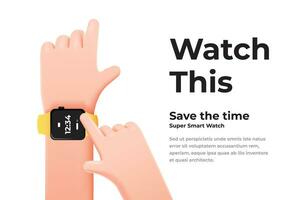 A hand holding a smart watch with the words watch this vector