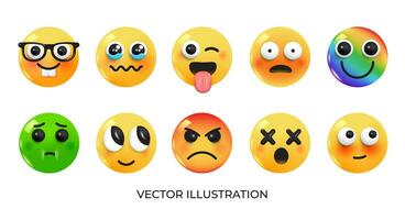 un conjunto de emociones con diferente expresiones vector