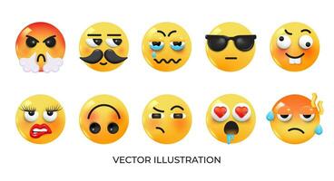 un conjunto de emociones con diferente expresiones vector