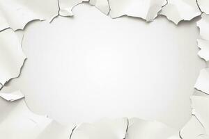 White torn paper piece design isolated on white background photo