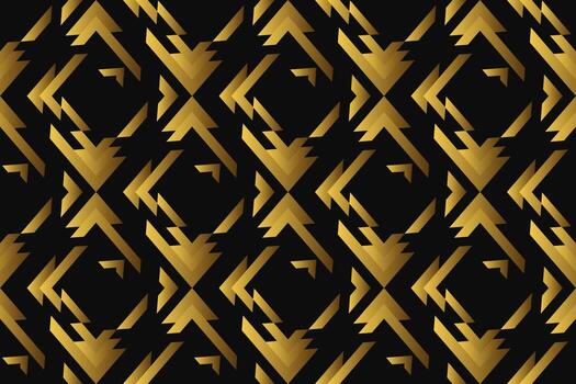 Abstract geometric pattern with lines, rhombuses a seamless vector background. black and gold texture