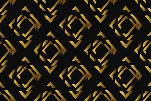 Abstract geometric pattern with lines, rhombuses a seamless vector background. black and gold texture