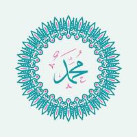 Arabic or islamic calligraphy of the prophet Muhammad, traditional islamic art can be used for many topics like Mawlid, El Nabawi . Translation, the prophet Muhammad vector