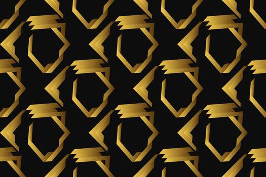 Abstract geometric pattern with lines, rhombuses a seamless vector background. black and gold texture