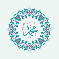 Arabic or islamic calligraphy of the prophet Muhammad, traditional islamic art can be used for many topics like Mawlid, El Nabawi . Translation, the prophet Muhammad vector