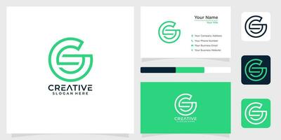 Initial letter gs line logo design circle technology simple and business card vector