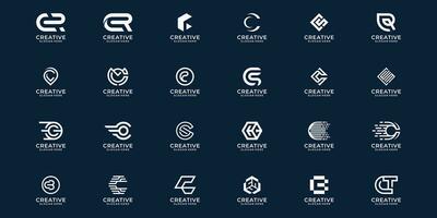 conjunto de creativo monograma letra C logo diseño modelo vector