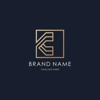 letra k logo sencillo monograma inicial tecnología creativo línea diseño lujo dorado estilo vector