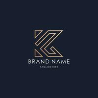 letter K logo monogram line design vector luxury golden style technical