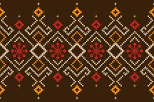 Cross stitch colorful geometric traditional ethnic pattern Ikat seamless pattern abstract design for fabric print cloth dress carpet curtains and sarong Aztec African Indian Indonesian vector