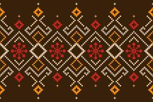 Cross stitch colorful geometric traditional ethnic pattern Ikat seamless pattern abstract design for fabric print cloth dress carpet curtains and sarong Aztec African Indian Indonesian vector