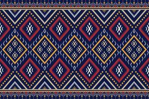 Cross stitch colorful geometric traditional ethnic pattern Ikat seamless pattern abstract design for fabric print cloth dress carpet curtains and sarong Aztec African Indian Indonesian vector