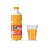 Soda drink icon in flat style. Plastic bottle and drinking glass vector illustration on isolated background. Water beverage sign business concept.