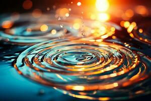 Close up water drop splash macro photography background with empty space for text photo