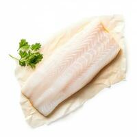 Cod filet isolated on white background top view photo