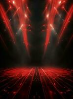 Ai generative Backdrop With Illumination Of Red Spotlights For Flyers realistic image ultra hd high design photo