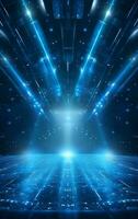 Ai generative Backdrop With Illumination Of blue Spotlights For Flyers realistic image ultra hd high design photo