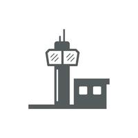 Flight control tower icon in flat style. Navigation monitor vector illustration on isolated background. Airport building sign business concept.