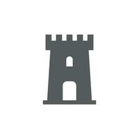 Castle tower icon in flat style. Medieval citadel vector illustration on isolated background. Stronghold building sign business concept.