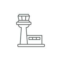 Flight control tower icon in flat style. Navigation monitor vector illustration on isolated background. Airport building sign business concept.