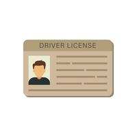 conductor licencia icono en plano estilo. carné de identidad tarjeta vector ilustración en aislado antecedentes. persona documento firmar negocio concepto.