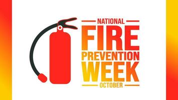 October is National Fire Prevention Week background template. Holiday concept. background, banner, placard, card, and poster design template with text inscription and standard color. vector