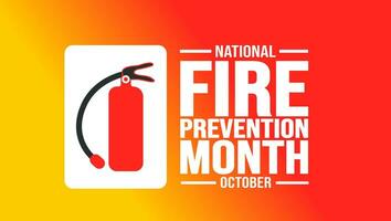 October is National Fire Prevention Month background template. Holiday concept. background, banner, placard, card, and poster design template with text inscription and standard color. vector