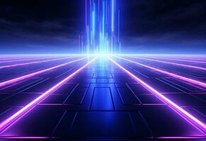 Ai Generative Neon illuminated futuristic backdrop realistic image, ultra hd, high design very detailed photo