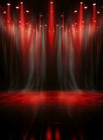 Ai generative Backdrop With Illumination Of Red Spotlights For Flyers realistic image ultra hd high design photo