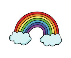 Color Rainbow With Clouds, Vector Illustration