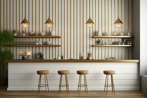 an elegant interior of a kitchen counter and coffee maker with utensil photo