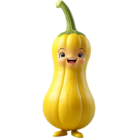 Yellow squash 3D illustration. AI Generative png