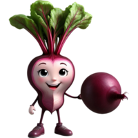 Dark red beet 3D illustration. AI Generative png