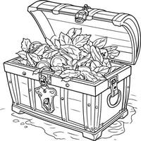 coloring page of a pirate treasure vector