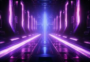 Ai Generative Neon illuminated futuristic backdrop realistic image, ultra hd, high design very detailed photo