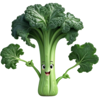 Curly green kale 3D illustration. AI Generative png