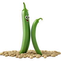 Green bean 3D illustration. AI Generative png