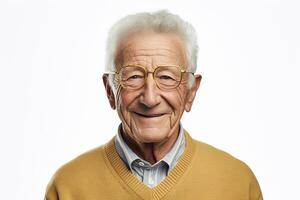 elderly man smile happily on bokeh style background photo
