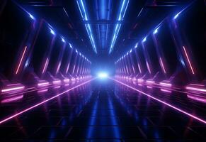 Ai Generative Neon illuminated futuristic backdrop realistic image, ultra hd, high design very detailed photo