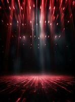 Ai generative Backdrop With Illumination Of Red Spotlights For Flyers realistic image ultra hd high design photo