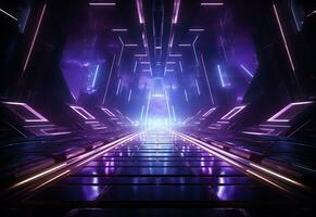 Ai Generative Neon illuminated futuristic backdrop realistic image, ultra hd, high design very detailed photo