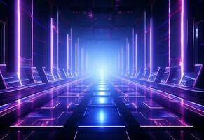 Ai Generative Neon illuminated futuristic backdrop realistic image, ultra hd, high design very detailed photo