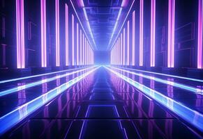 Ai Generative Neon illuminated futuristic backdrop realistic image, ultra hd, high design very detailed photo