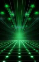 Ai generative Backdrop With Illumination Of green Spotlights For Flyers realistic image, ultra hd, high design very detailed photo